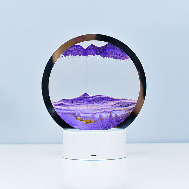 Kreativ Rund Timglas Quicksand 3D LED Nattlampa Bordslampa