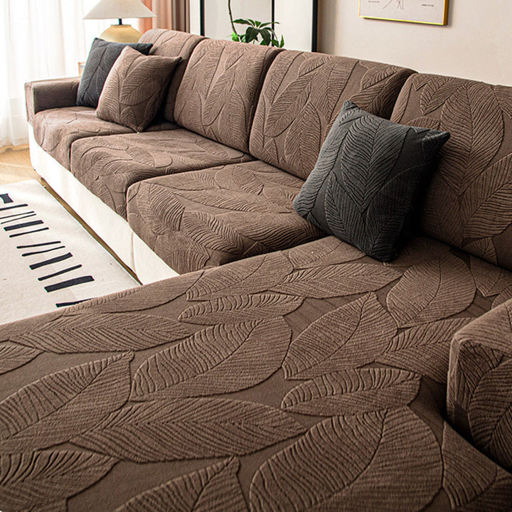 Modern Leaf Jacquard Vattentät Anti-Scratch Stretch Full Cover Sofföverdrag
