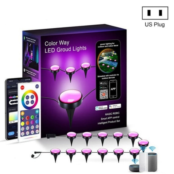 CP01 Utomhus WIFI Smart APP Kontroll Trädgårdsbelysning Musik Synkronisering Utomhus Marklampor (US Plug)