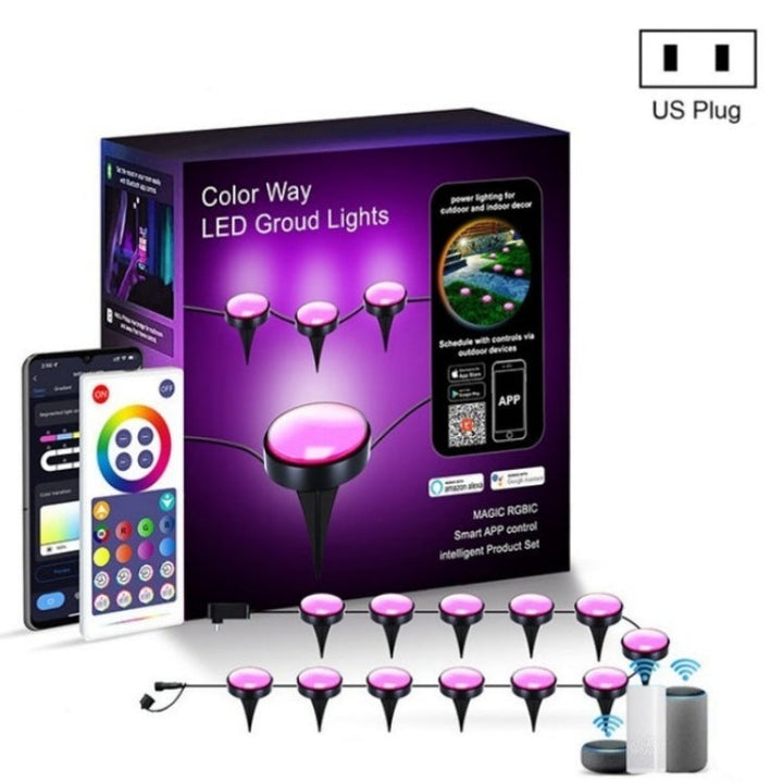 CP01 Utomhus WIFI Smart APP Kontroll Trädgårdsbelysning Musik Synkronisering Utomhus Marklampor (US Plug)