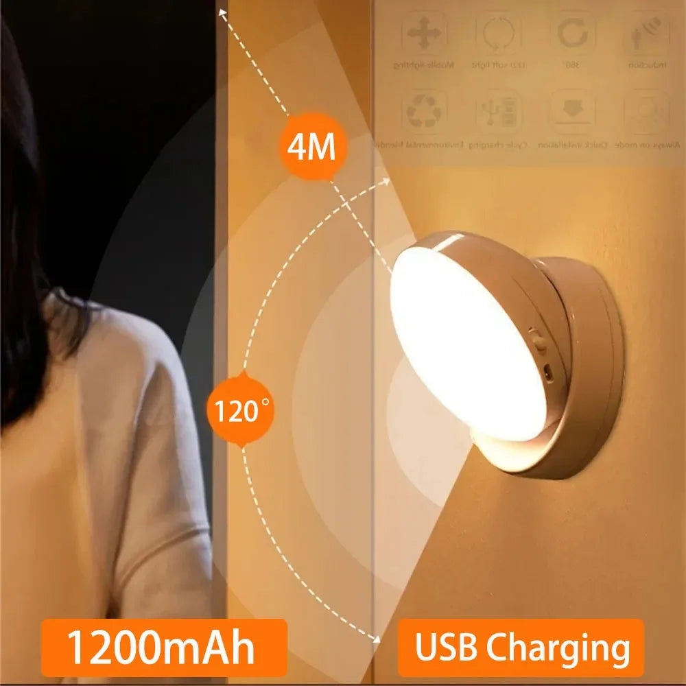 LumiFlex360 LED Nattlampa | Rörelsesensor | 360° Rotera | Uppladdningsbar | Magnetisk &amp; Trådlös