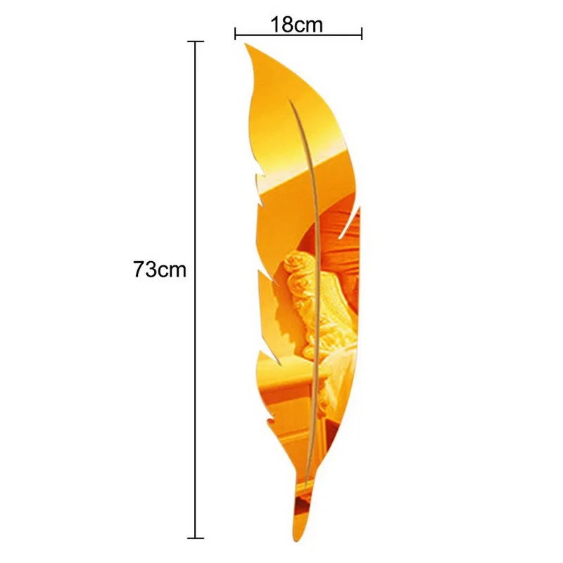 3D Fjäderkonst Spegel Väggdekal