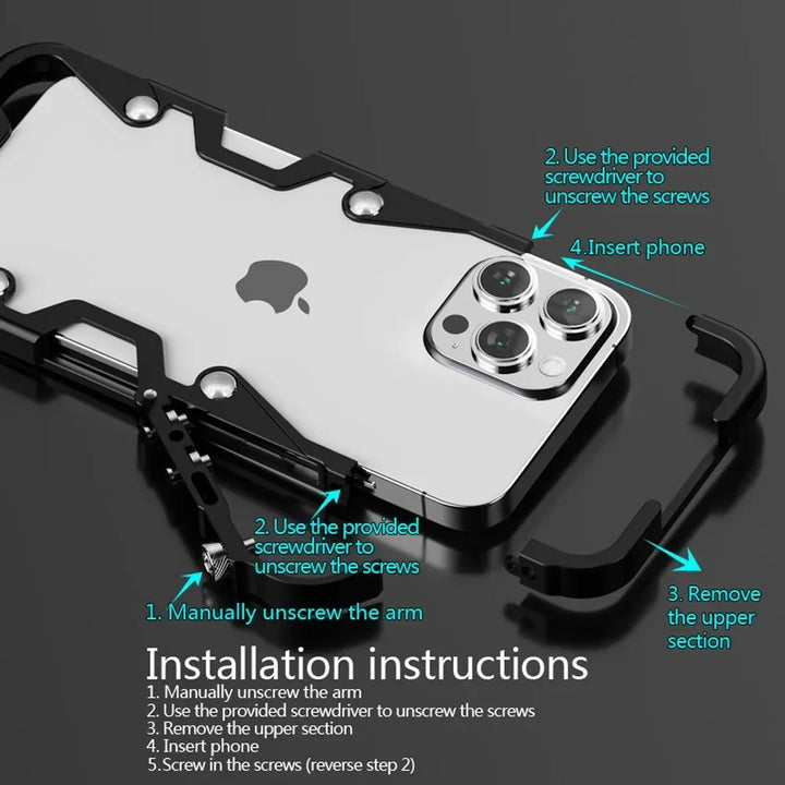 Taktiskt Grepp Stötsäker Legeringsram iPhone Fodral