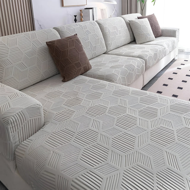 Jacquard Sofföverdrag med Geometrisk Mönster – Mjuk & Husdjursvänlig | Perfekt för Skydd och Mysiga Vardagsrum |