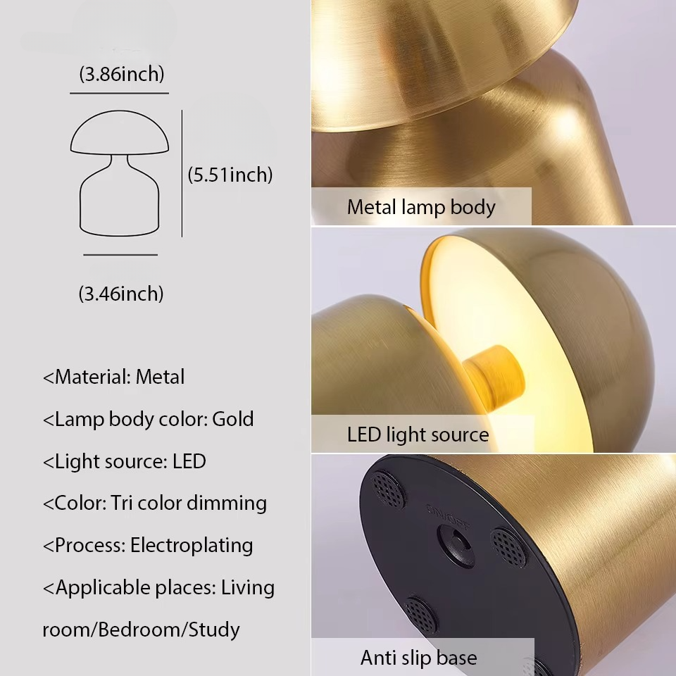 Mångsidig LED Touch Sänglampa - 3-färgad Dimbar Nattlampa