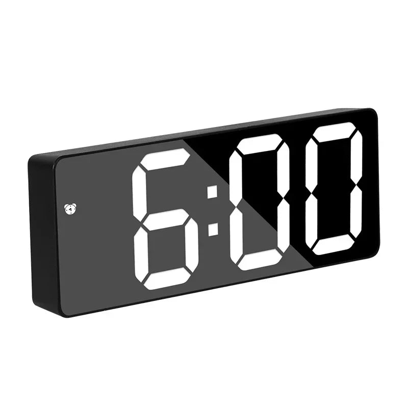 Modern elektronisk spegelväckarklocka med LED-display, väckarfunktion och temperaturvisning – Stilig digital klocka för sovrum och kontor |
