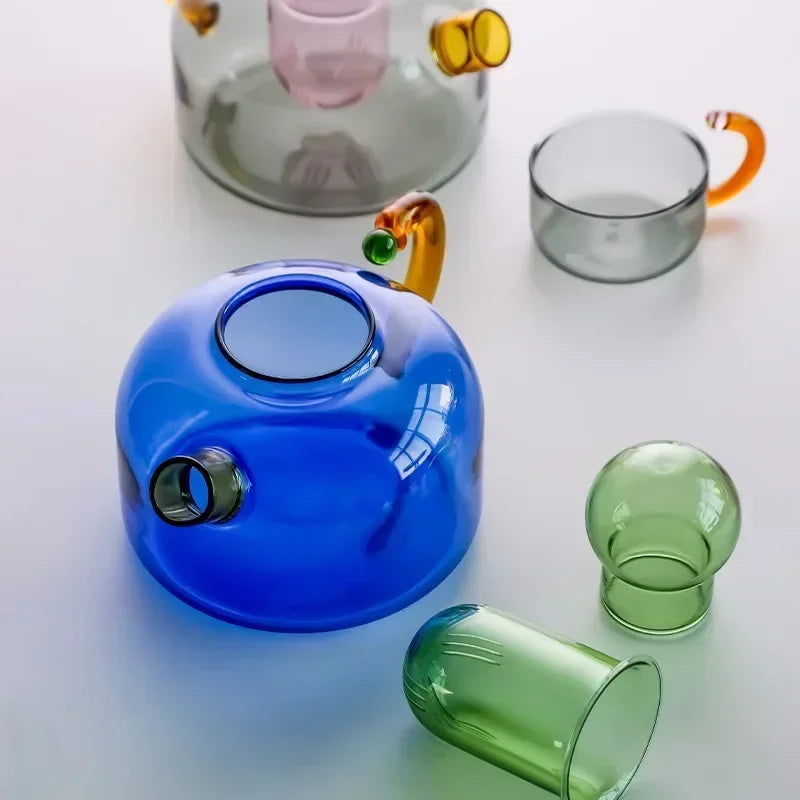 Vintage färgglad Glasteapot