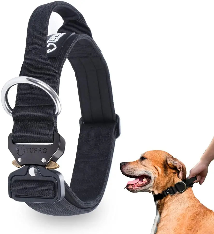 Taktisk Hundhalsband med Metallspänne &amp; Handtag