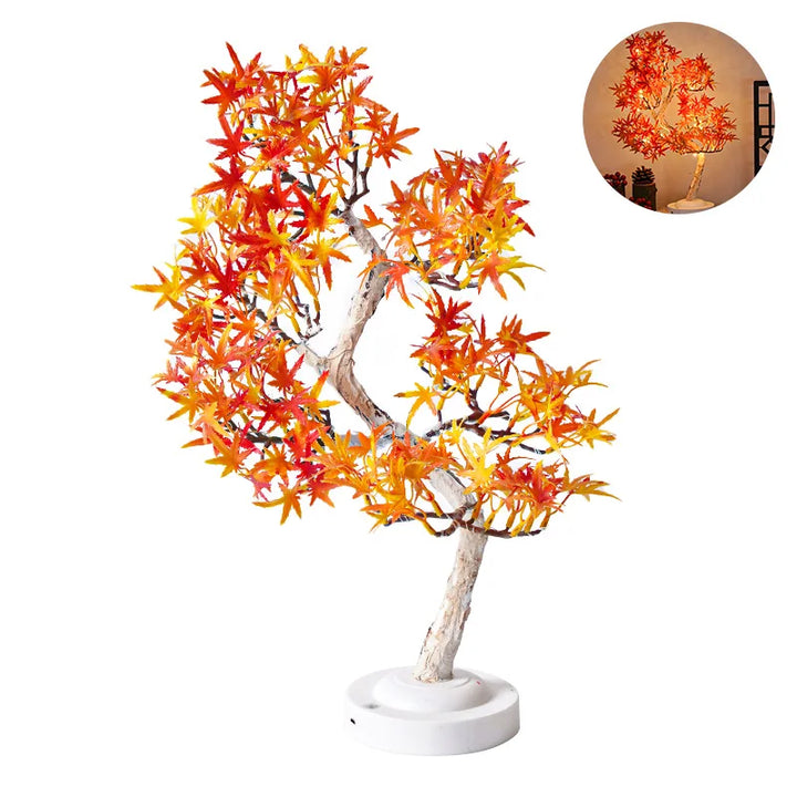 LED Lönnlöv Bonsai Träd Nattlampa – Dekorativ Bordslampa för Vardagsrum och Sovrum |