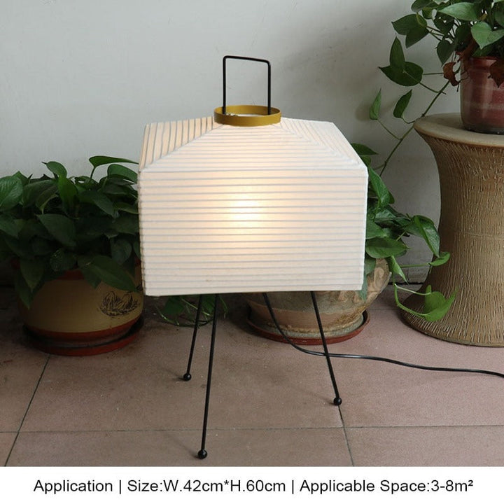 Japansk kreativ pappersgolvlampa med stativ