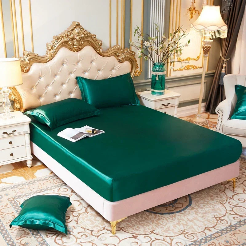 Silkesatin Elastisk Fodrad Lakan med GRATIS* Silkesatin Örngott