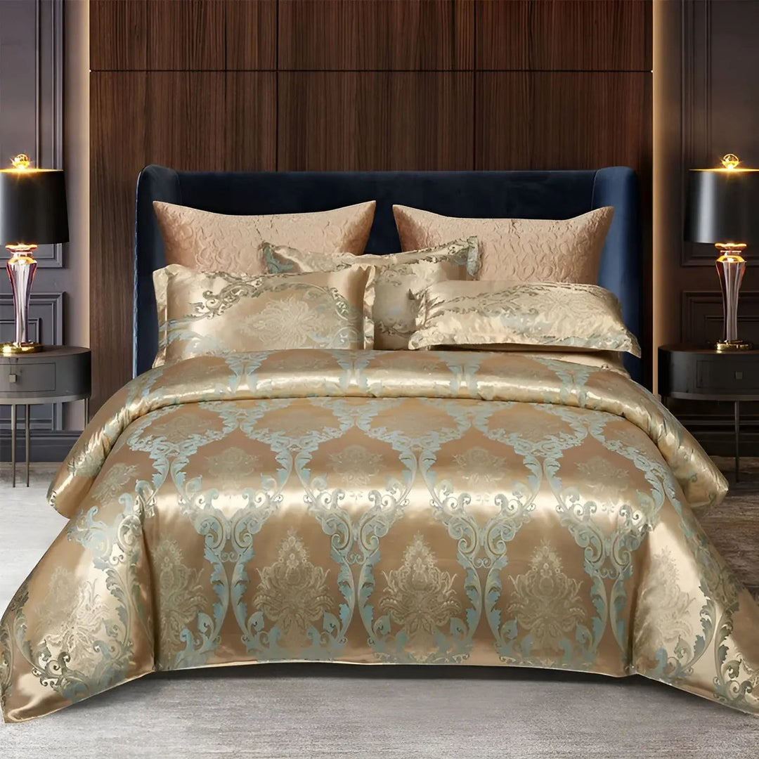 Chic Satin Jacquard Duvet Cover för Lyxigt Sovrum