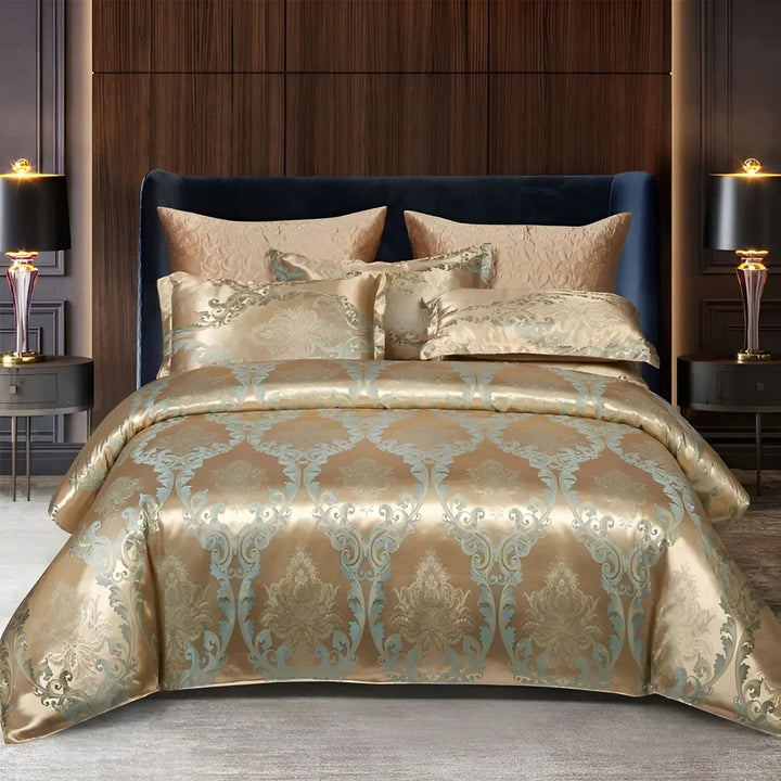 Chic Satin Jacquard Duvet Cover för Lyxigt Sovrum