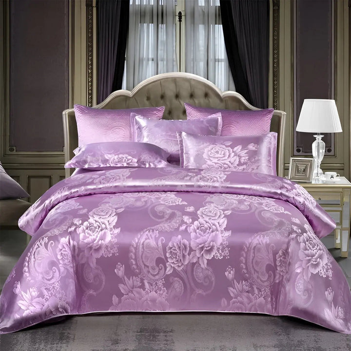 Chic Satin Jacquard Duvet Cover för Lyxigt Sovrum