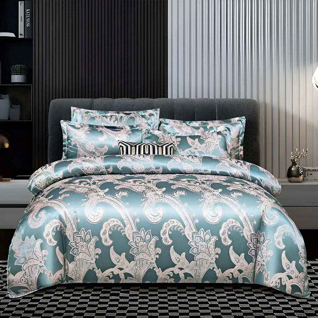 Chic Satin Jacquard Duvet Cover för Lyxigt Sovrum