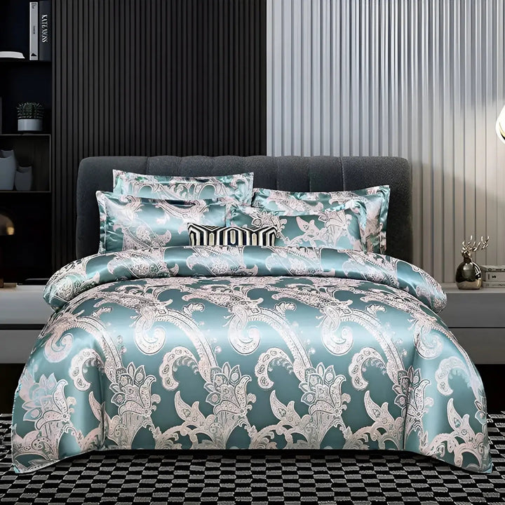 Chic Satin Jacquard Duvet Cover för Lyxigt Sovrum