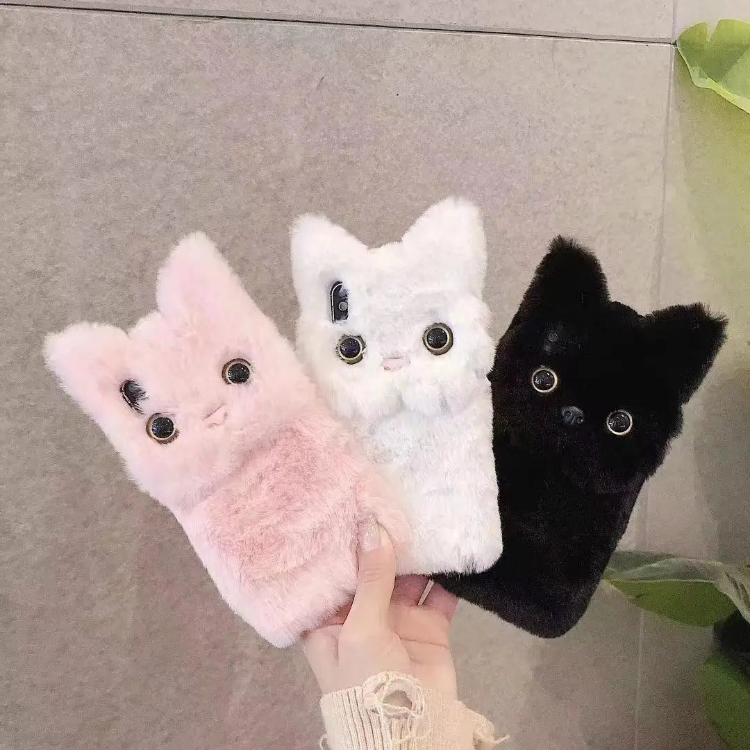Fluffig Katt Varm Plush Fluffig iPhone Fodral