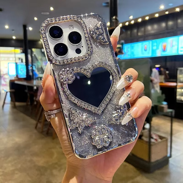 Fjäril Glittrande Diamant Spegel Fodral för iPhone