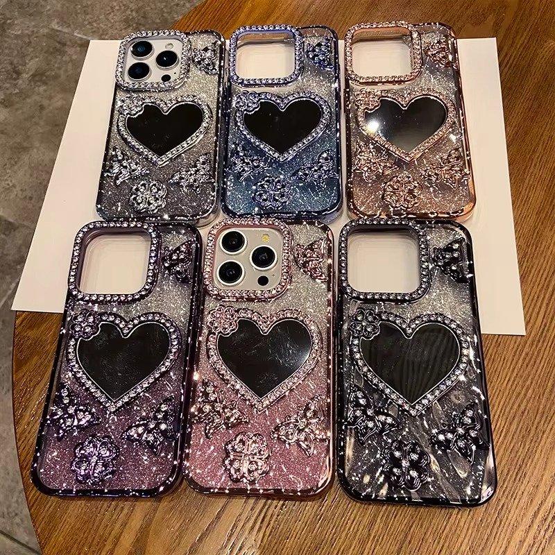 Fjäril Glittrande Diamant Spegel Fodral för iPhone