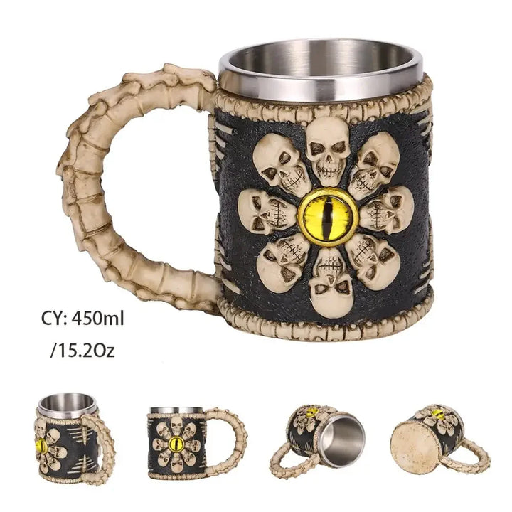 Medeltida Drak Resin Rostfritt Stål Mugg som Kaffe Mugg eller Te Mugg