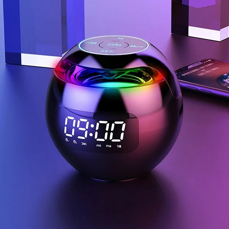 Digital LED Väckarklocka med Bluetooth-högtalare och färgglad Nattlampa – Rörelsesensor, Uppladdningsbar, 5W Ljud