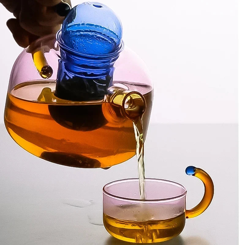 Kontrastfärgad Glas Te-set