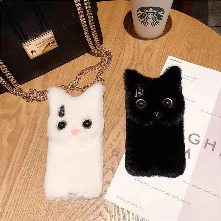 Fluffig Katt Varm Plush Fluffig iPhone Fodral