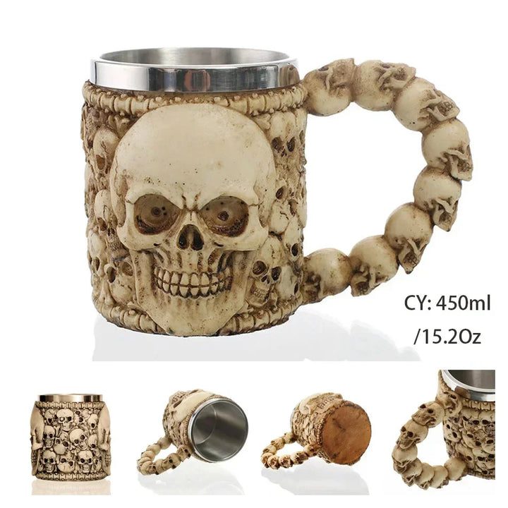 Medeltida Drak Resin Rostfritt Stål Mugg som Kaffe Mugg eller Te Mugg