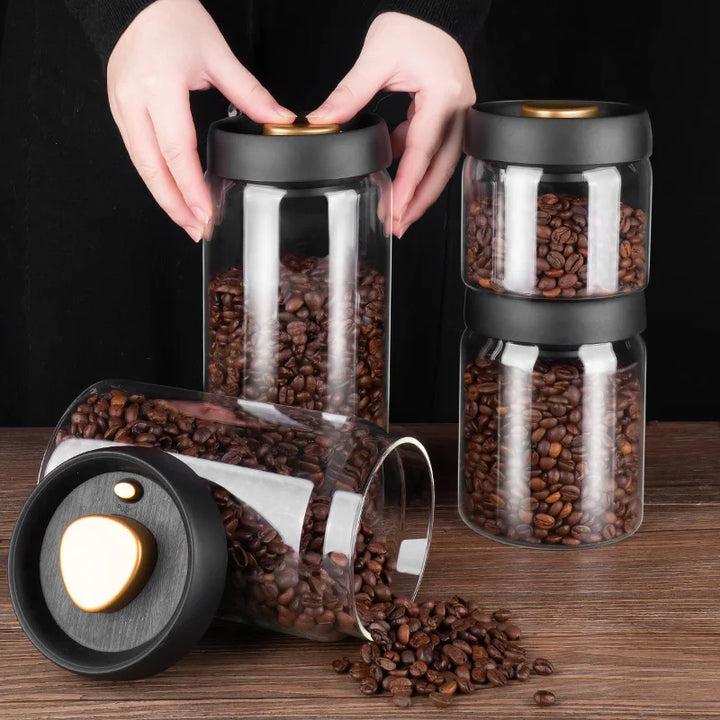 GIANXI Vakuumförseglad Kanna, Kaffe Bönor, Glas, Lufttät Behållare, Mat, Spannmål, Godis, Fräsch Hållande Behållare, Kökstillbehör