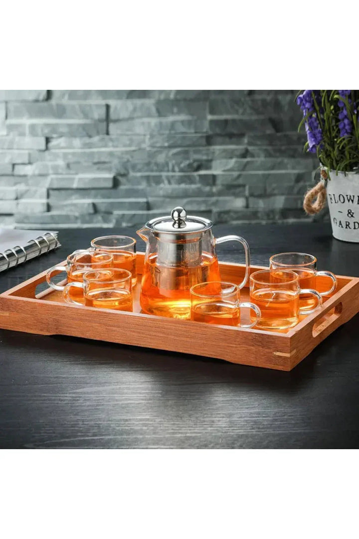 Teapot i glas med infuser av rostfritt stål