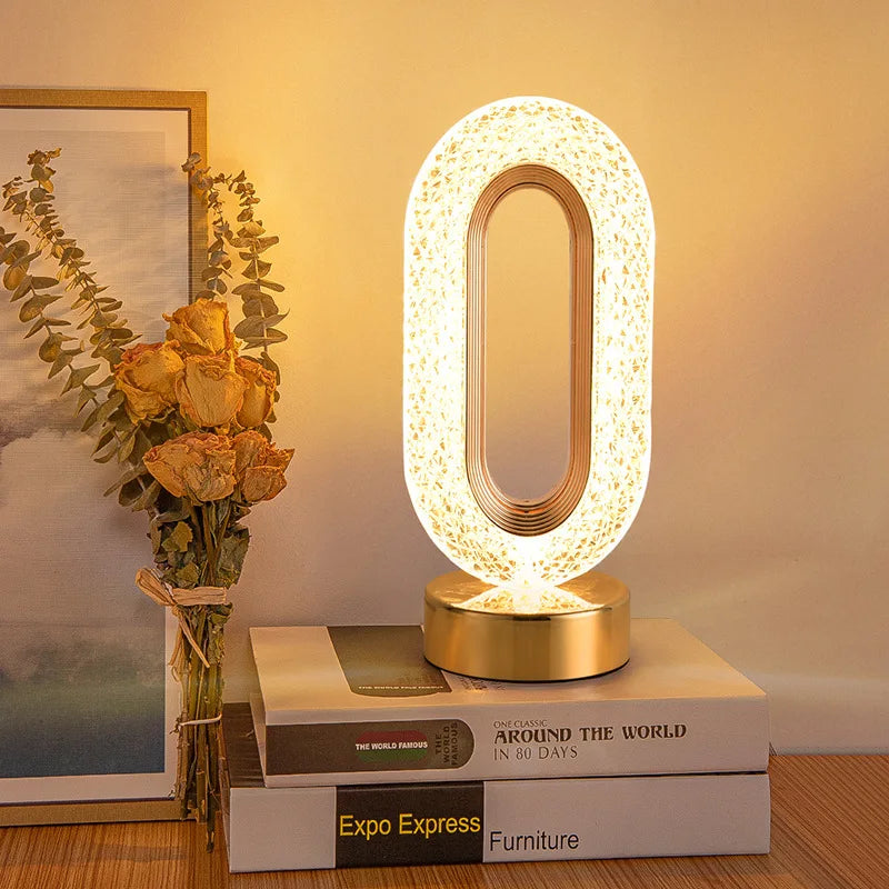 Krisall LED Bordslampa: Dimbar, USB-laddning, Touch &amp; Fjärrkontroll