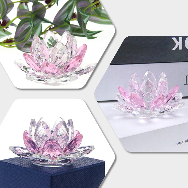 Kristall Lotus Blomma Hantverk Glas Pappersvikt Heminredning Ornament Figurer Hem Bröllop Fest Dekor Gåvor Souvenir