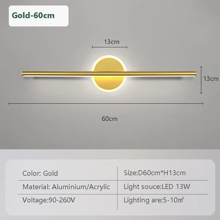 LED Vägglampa LineaLux | Svart &amp; Guld | 40/60/80 cm | Varm, Kall &amp; Tre-färgs Ljus | Modern Spegel &amp; Väggbelysning