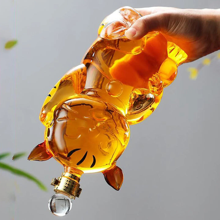 Kattformad Glaskaraff med Stoppare, Dryckeshållare, 1000ml för Middagsfest Dekoration, Present
