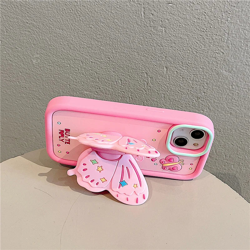 Underbar 3D Fälld Fjäril Stötsäker iPhone-fodral