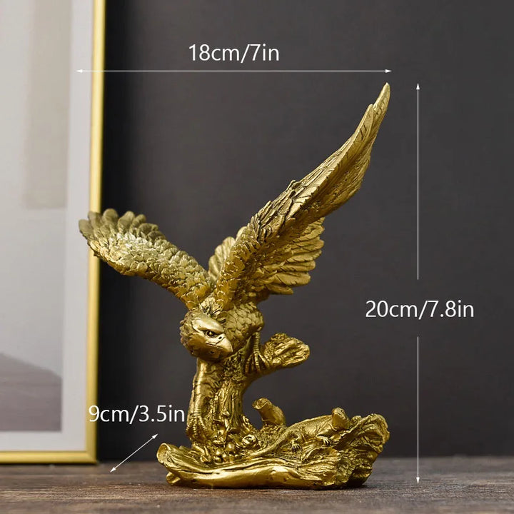 Resin Golden Eagle Statue Art Animal Model Collection Ornament Hemmakontor Skrivbord Feng Shui Dekor Figurer enkel