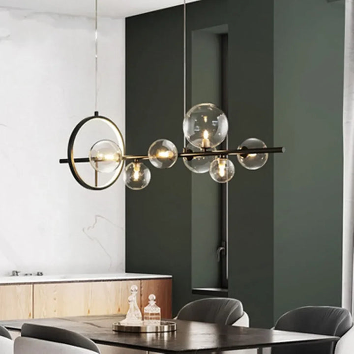 Modern kreativ metallkrona belysning: 7/10 klara glasbubblor, lång rund design med G9-ljuskontakt
