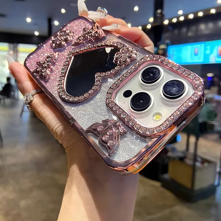 Fjäril Glittrande Diamant Spegel Fodral för iPhone