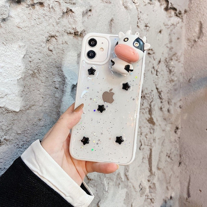Glödande Ko 3D Transparent iPhone-fodral