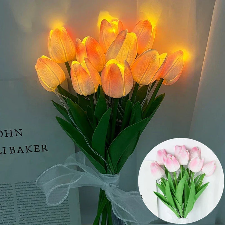 LED-lampa med konstgjord tulpanbukett, perfekt som gåvor eller som dekorationer för bröllopsfester