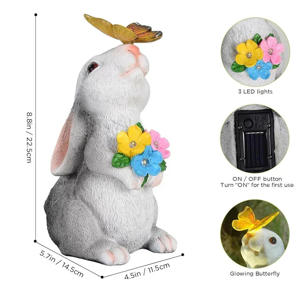 Fjäril och Blomma Kanin Trädgårdslampa