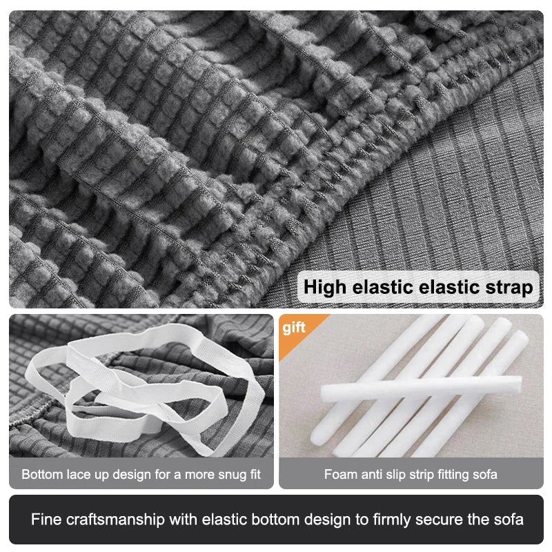 Sofalino Stretch | Elastisk Sofföverdrag | Jacquarddesign | För 1–4 Sittplatser &amp; L-Form