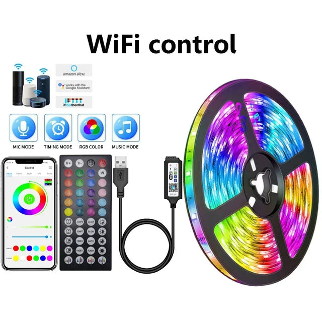 USB RGB LED Strip Lights med App Kontroll för Rums- och TV-belysning Dekor