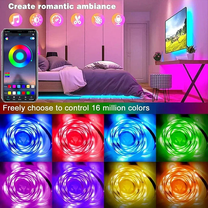 USB RGB LED Strip Lights med App Kontroll för Rums- och TV-belysning Dekor