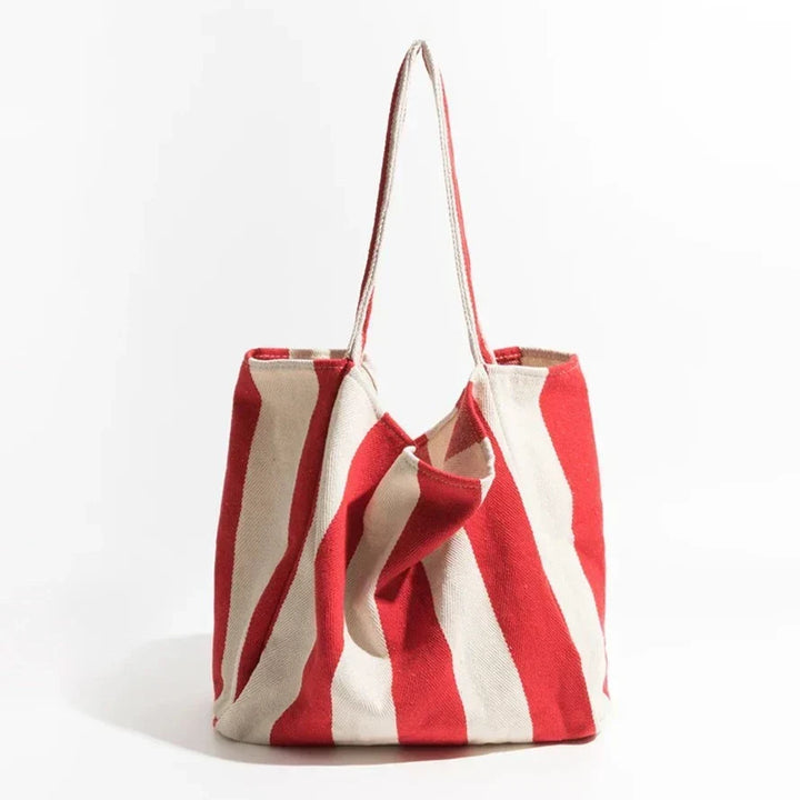 Randig linne tote bag