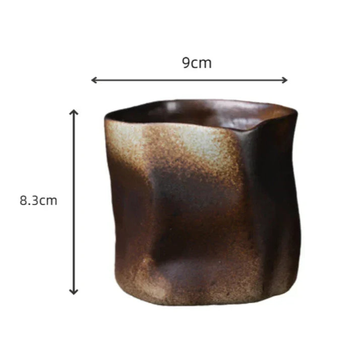 Oregelbundet vridet formad kopp 9,47 ounces/280 ml keramik kaffekopp te kopp utan handtag polykromatisk kreativ keramikmuggar kaffemuggar retro