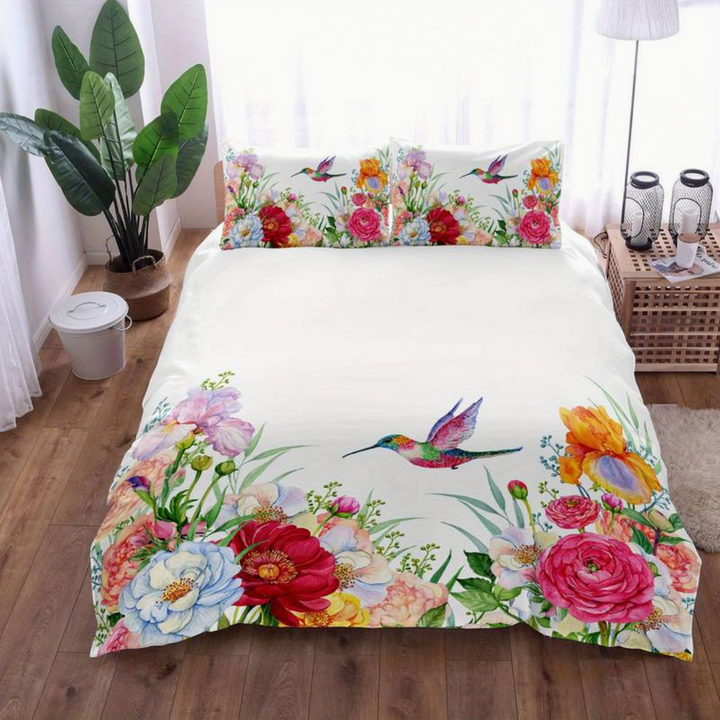 Färgglada Blommor Aura Duvet med Örngott