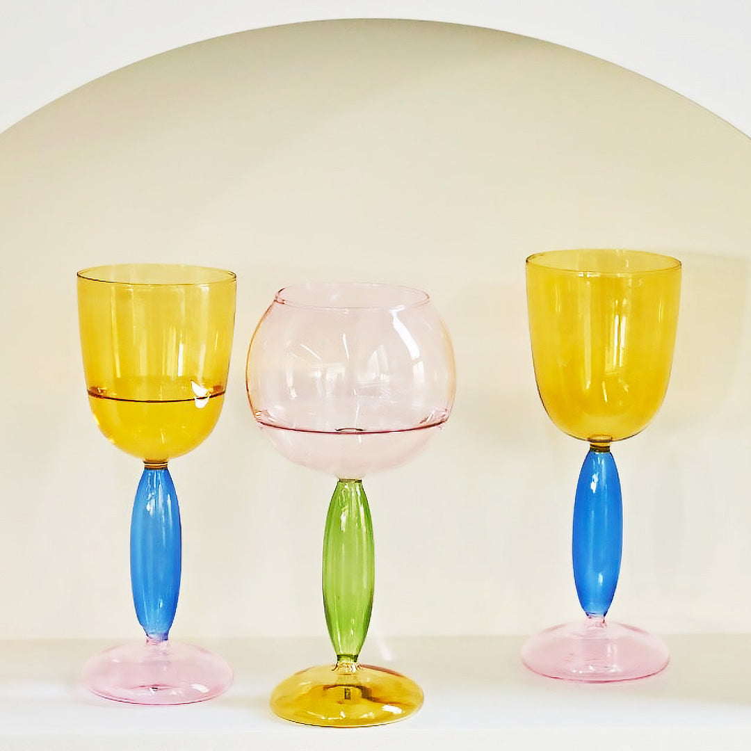 Borosilikat 3-färgers Glas - Vinglas