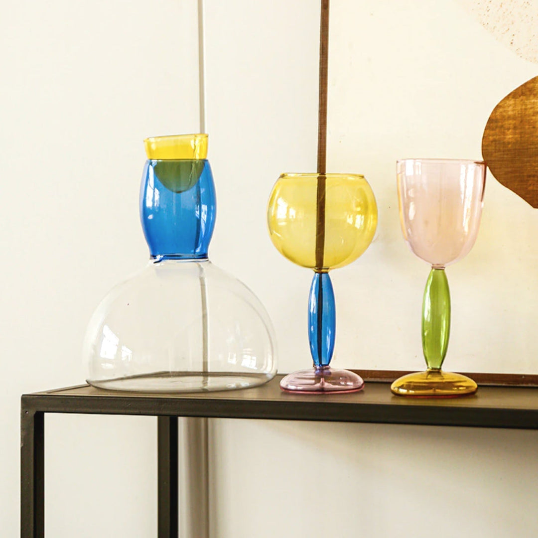Borosilikat 3-färgers Glas - Vinglas