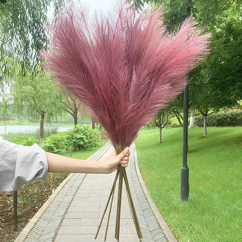 5 stycken 100 cm konstgjord pampasgräs torkad blomsterbukett bröllopsfestdekoration hemrum DIY konstgjorda växter dekorationstillbehör